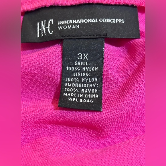 INC Fuchsia top (L) 3/4 sleeve thin shimmer - Picture 5 of 5